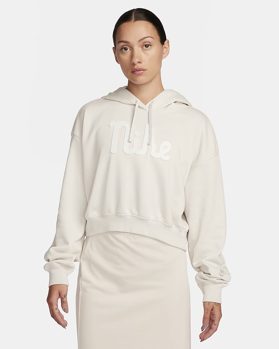 Nike club fleece hoodie light bone sale